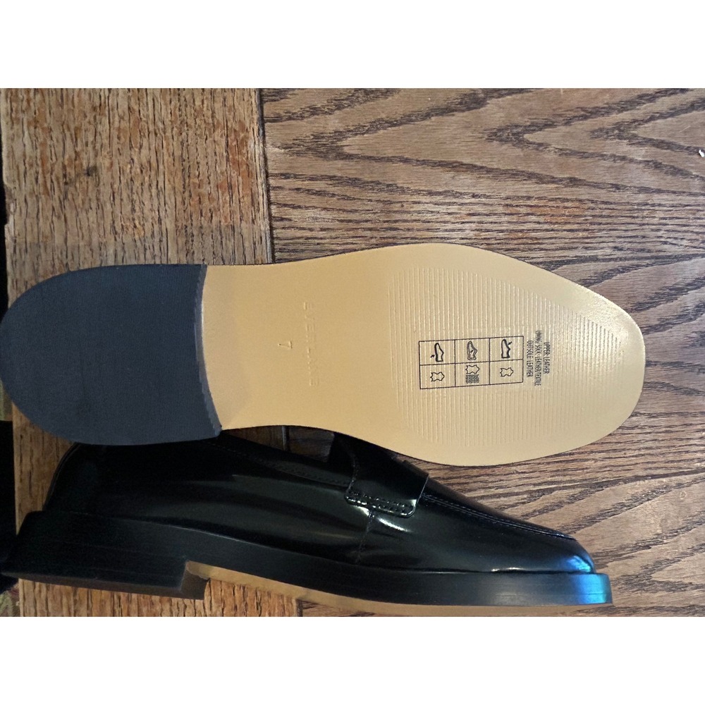 Everlane Black Patent Leather Square Toe Penny Loafers Size 7 - Picture 4 of 5